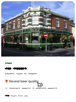 Pub listing with a Reveal score button to view the Beer Quality Accreditation rating