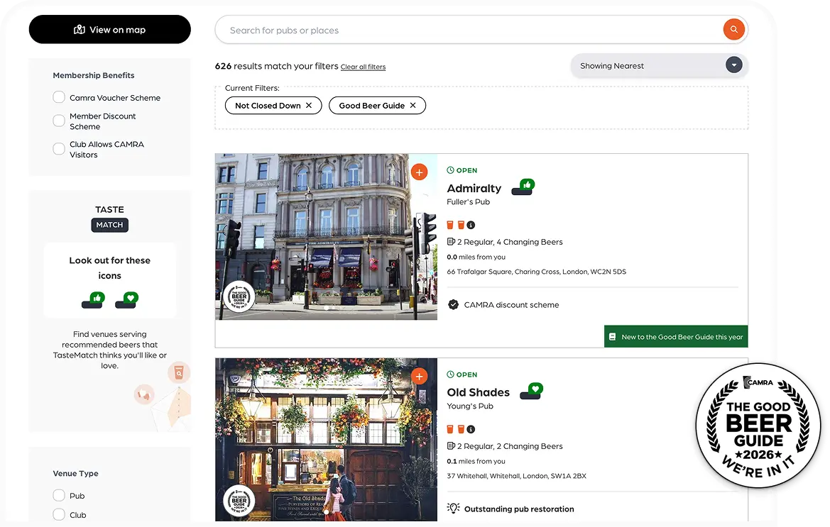 Good Beer Guide preview on desktop
