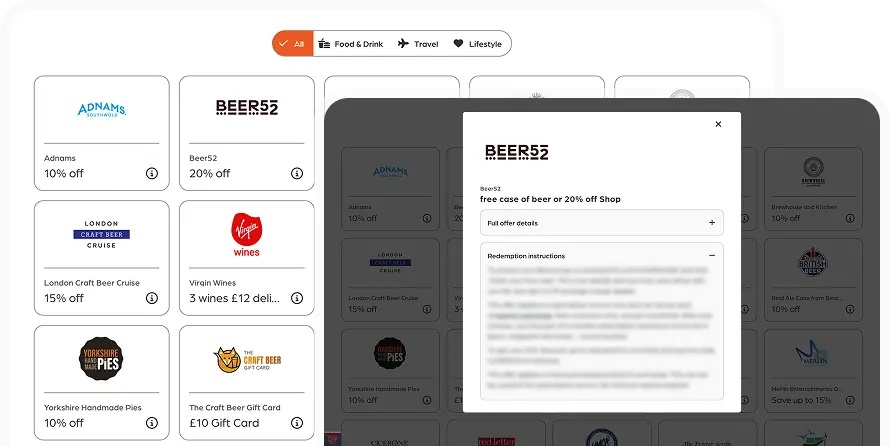Preview of CAMRA partner benefits on desktop