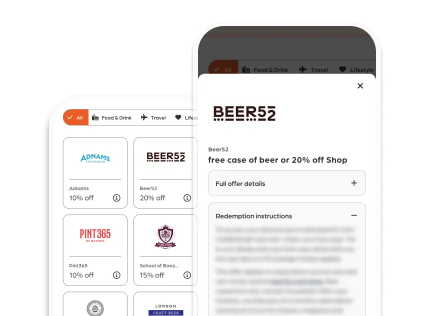 A pair of screenshots depicting CAMRA's partners landing page