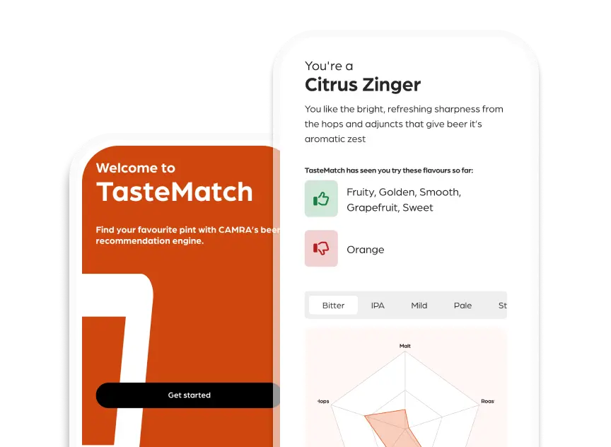 TasteMatch preview on mobile